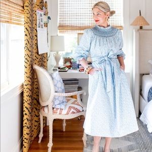 Dondolo x Paper Pencil Co blue smocked maxi